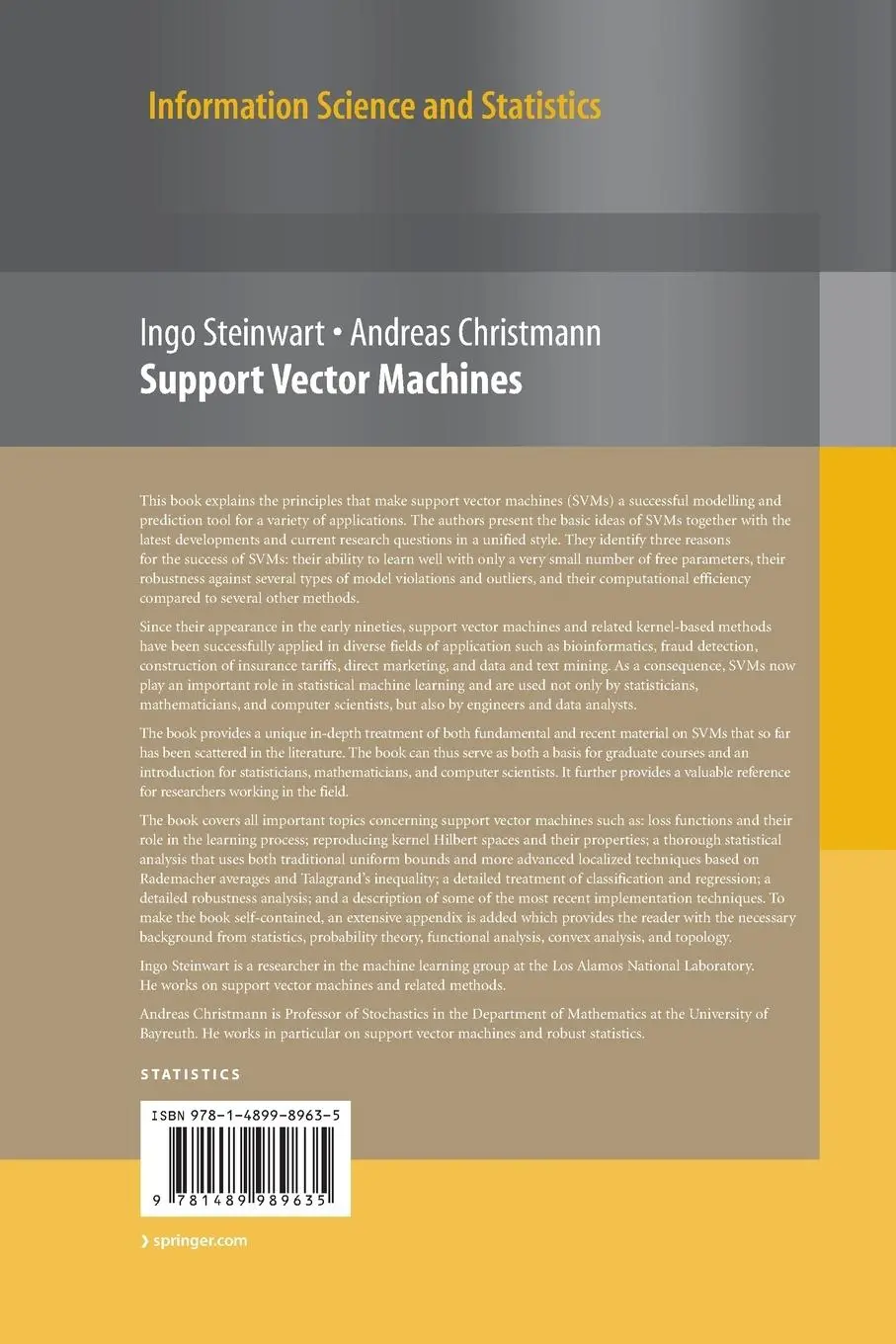 Rückseite: 9781489989635 | Support Vector Machines | Ingo Steinwart (u. a.) | Taschenbuch | xvi