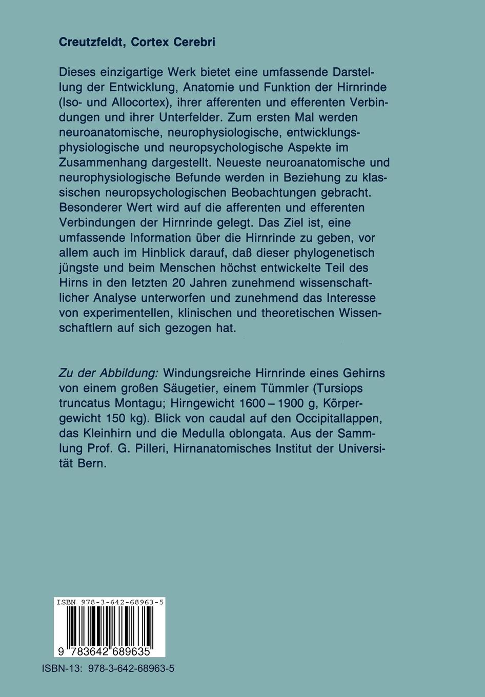 Rückseite: 9783642689635 | Cortex Cerebri | O. D. Creutzfeldt | Taschenbuch | xiii | Deutsch