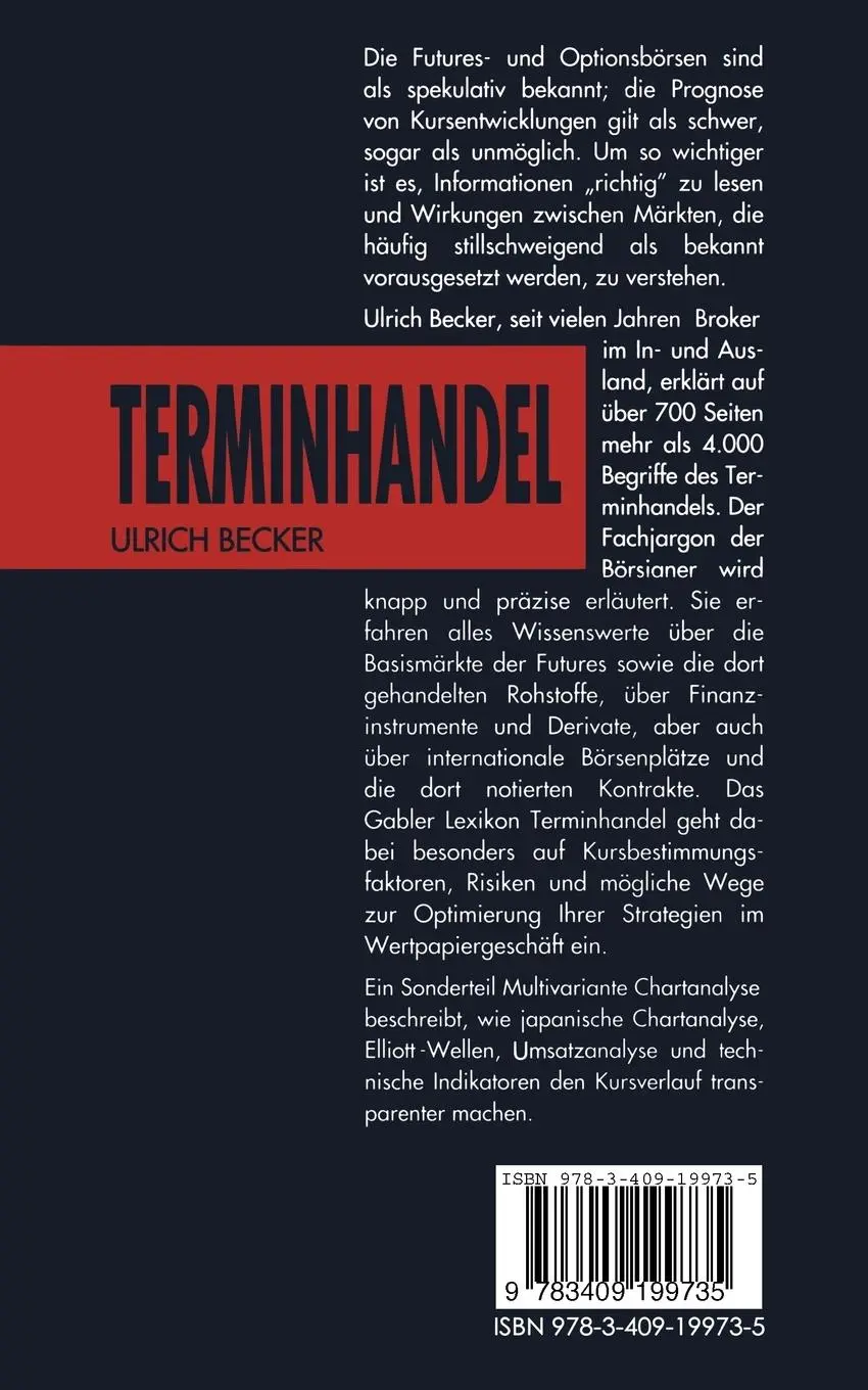 Rückseite: 9783409199735 | Lexikon Terminhandel | Finanz- und Rohstoff- Futures | Ulrich Becker