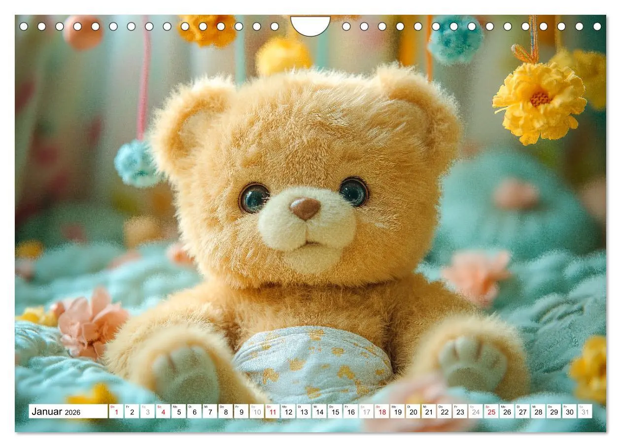 Bild: 9783457309735 | Teddy Babykalender - Jeden Monat zum Knuddeln süß (Wandkalender...