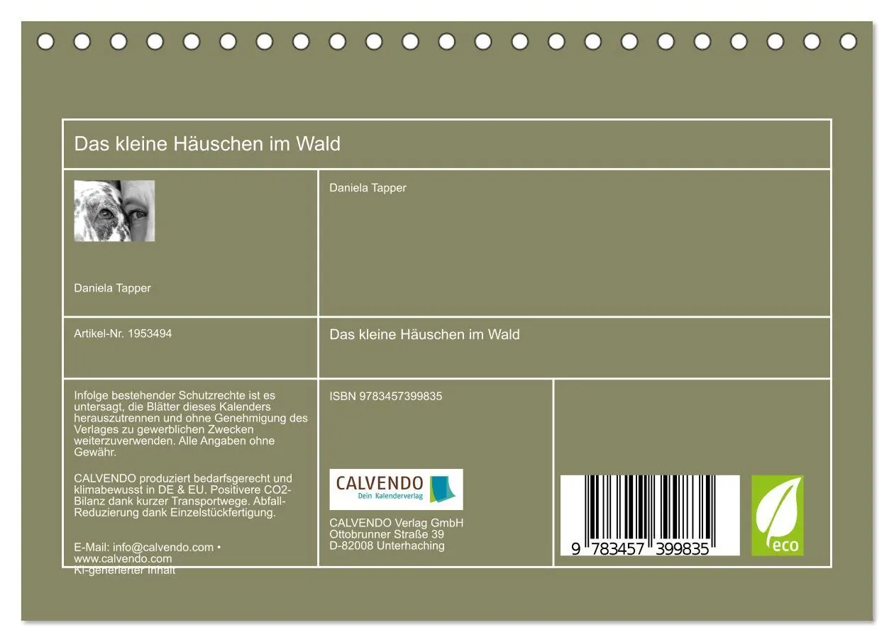 Bild: 9783457399835 | Das kleine Häuschen im Wald (Tischkalender 2026 DIN A5 quer),...