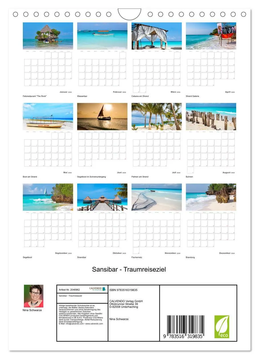 Bild: 9783516319835 | Sansibar - Traumreiseziel (Wandkalender 2026 DIN A4 hoch), CALVENDO...