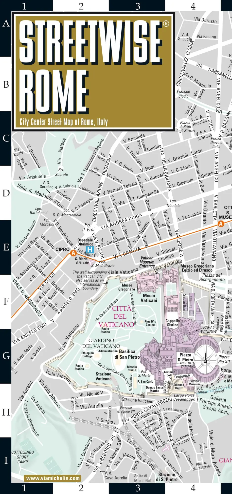 Cover: 9782067259935 | Streetwise Rome Map | Laminated City Center Street Map of Rome, Italy