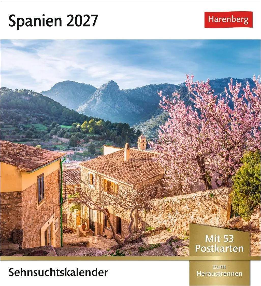 Cover: 9783840039935 | Spanien Sehnsuchtskalender 2027 - Wochenkalender mit 53 Postkarten