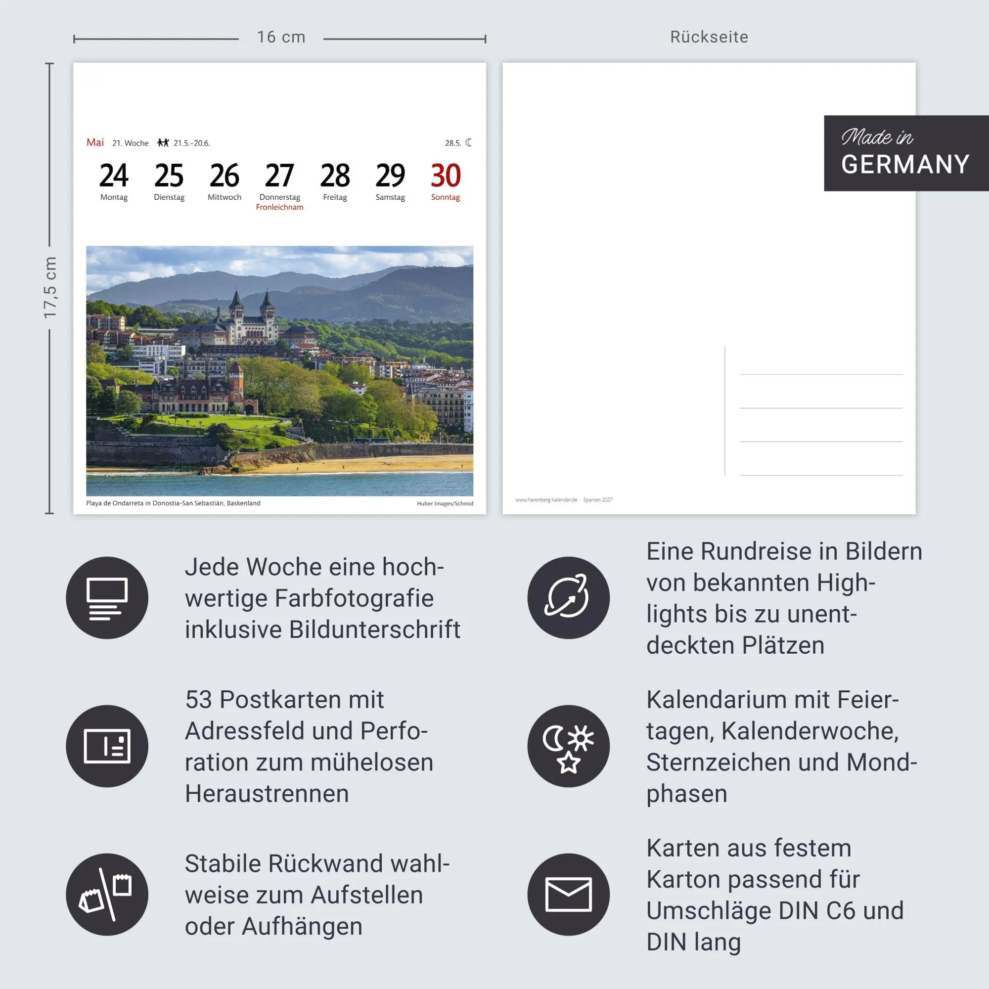 Bild: 9783840039935 | Spanien Sehnsuchtskalender 2027 - Wochenkalender mit 53 Postkarten