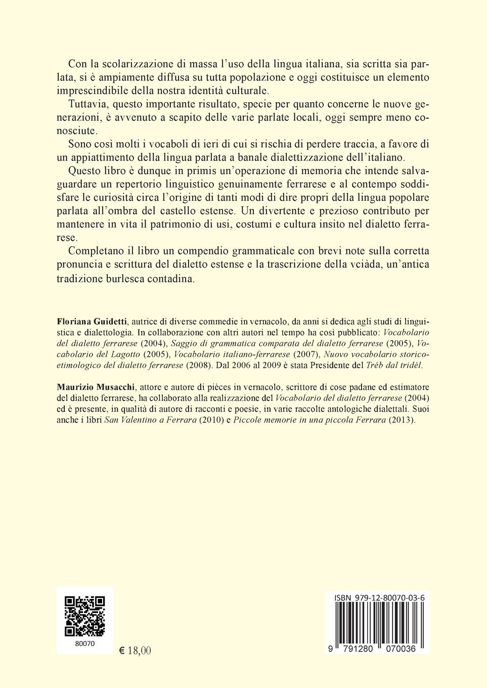 Rückseite: 9791280070036 | Voci del gergo ferrarese | Floriana Guidetti (u. a.) | Taschenbuch