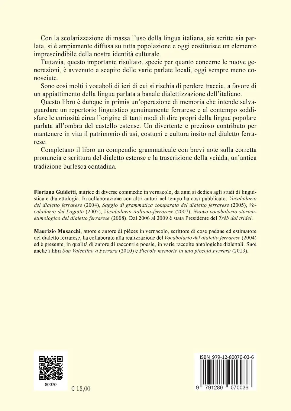 Rückseite: 9791280070036 | Voci del gergo ferrarese | Floriana Guidetti (u. a.) | Taschenbuch