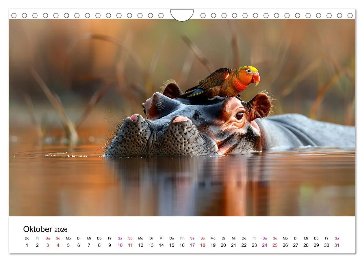 Bild: 9783457320136 | Flusspferde - Hippopotamus amphibius (Wandkalender 2026 DIN A4...