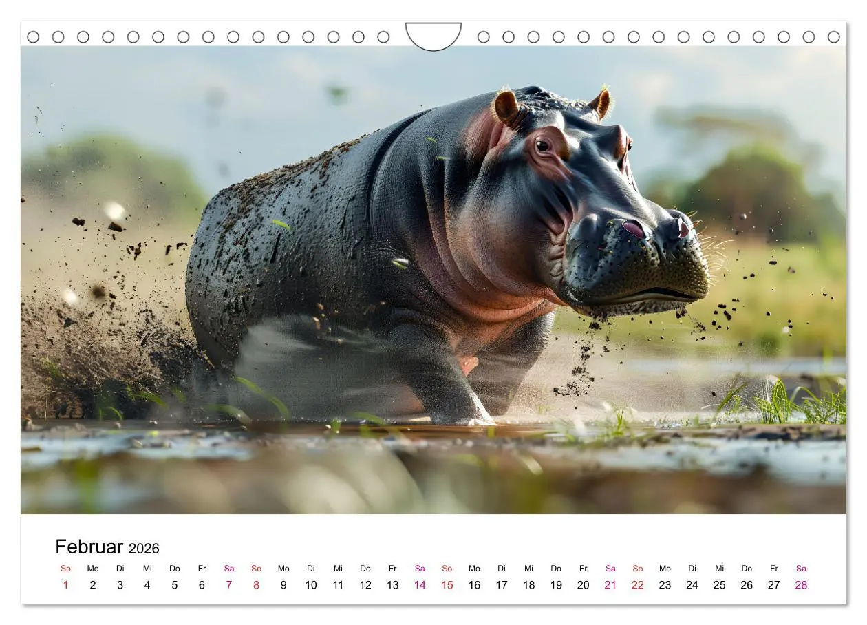 Bild: 9783457320136 | Flusspferde - Hippopotamus amphibius (Wandkalender 2026 DIN A4...
