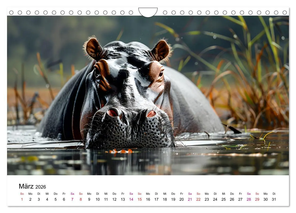 Bild: 9783457320136 | Flusspferde - Hippopotamus amphibius (Wandkalender 2026 DIN A4...