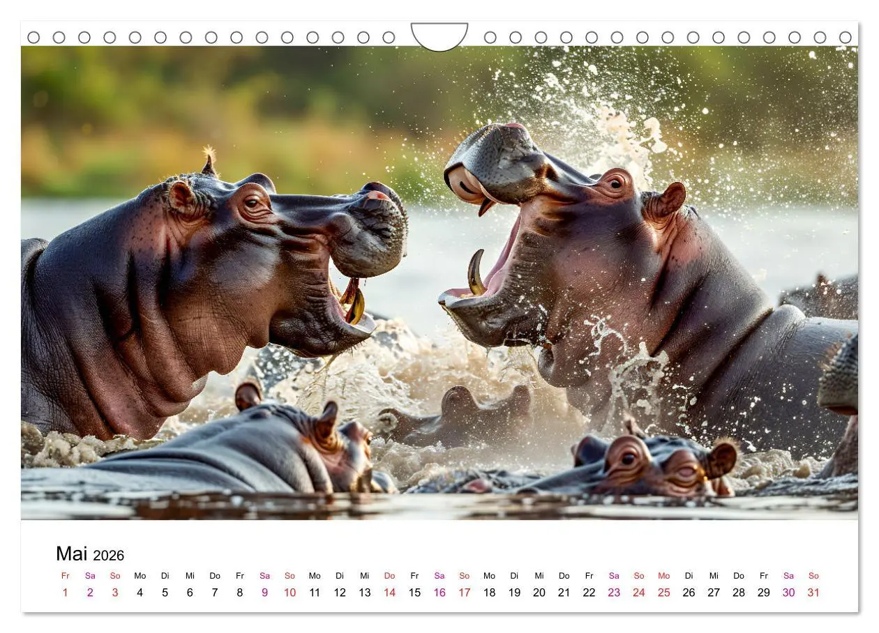 Bild: 9783457320136 | Flusspferde - Hippopotamus amphibius (Wandkalender 2026 DIN A4...