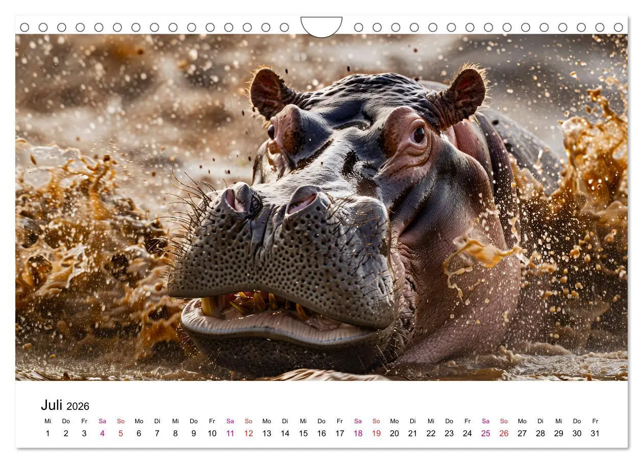 Bild: 9783457320136 | Flusspferde - Hippopotamus amphibius (Wandkalender 2026 DIN A4...
