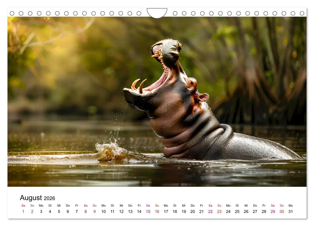 Bild: 9783457320136 | Flusspferde - Hippopotamus amphibius (Wandkalender 2026 DIN A4...