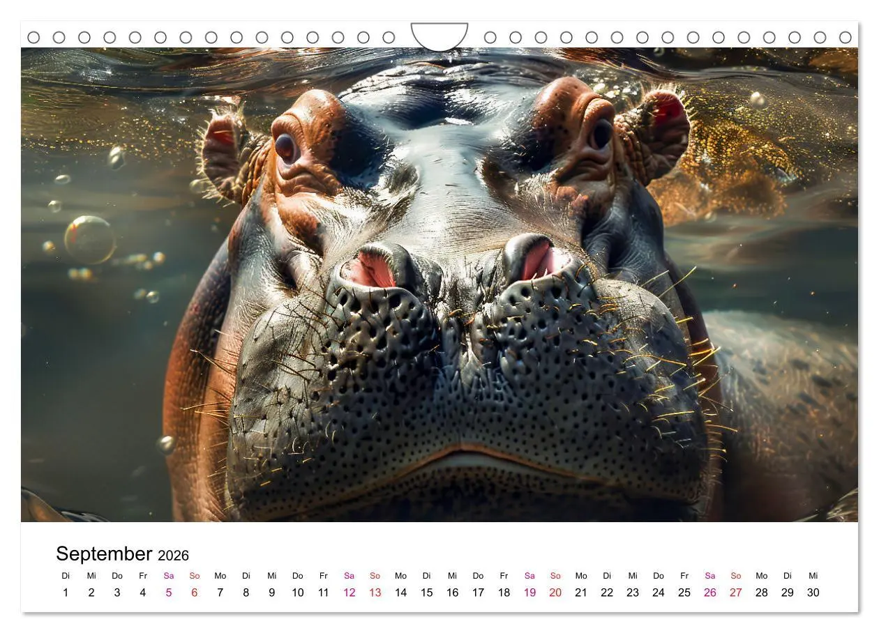 Bild: 9783457320136 | Flusspferde - Hippopotamus amphibius (Wandkalender 2026 DIN A4...