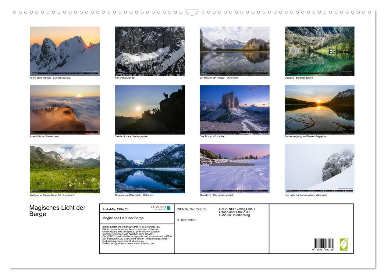 Bild: 9783457560136 | Magisches Licht der Berge (Wandkalender 2026 DIN A2 quer), CALVENDO...