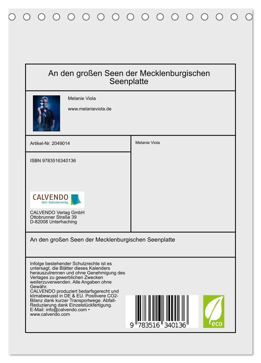 Bild: 9783516340136 | An den großen Seen der Mecklenburgischen Seenplatte (Tischkalender...