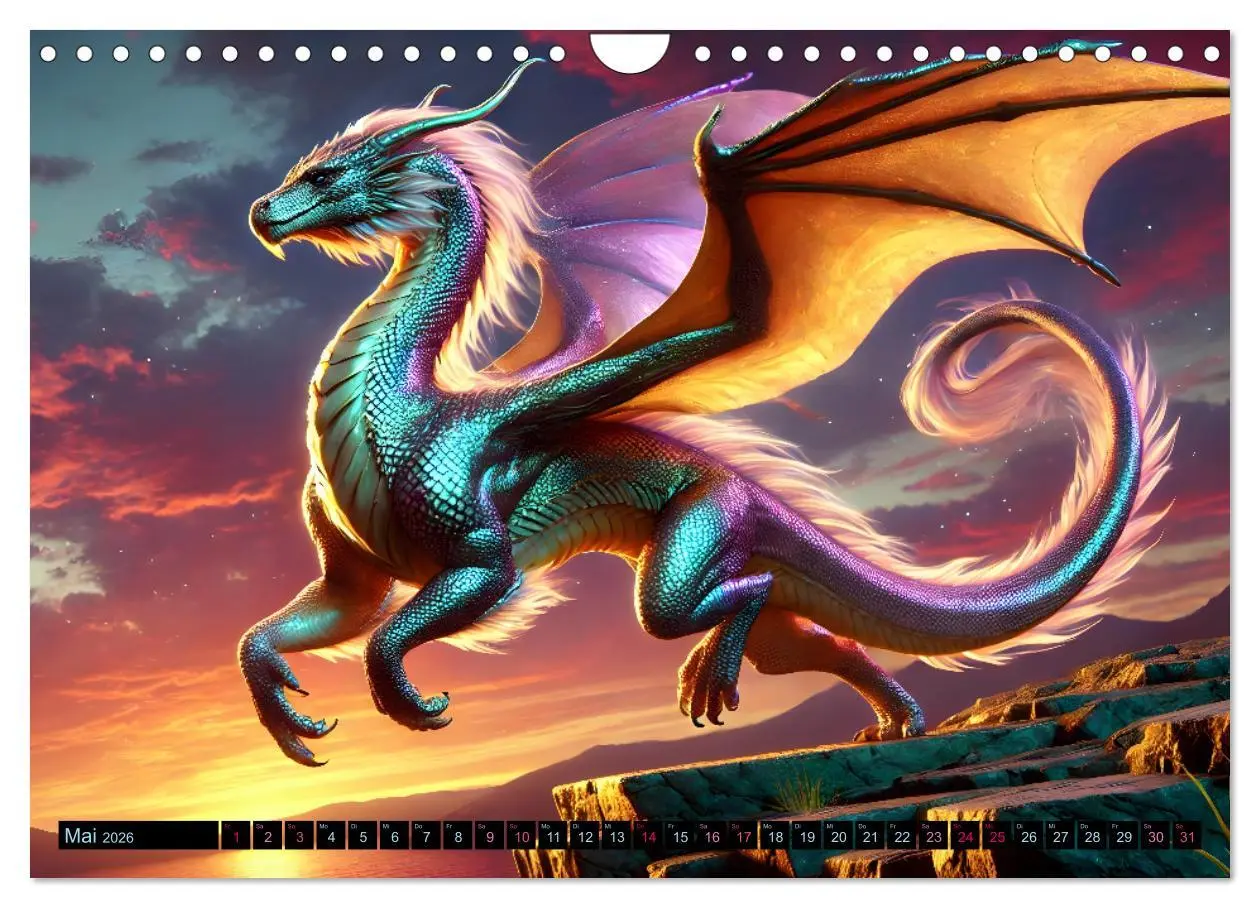 Bild: 9783516650136 | Prächtige Drachen, gut oder böse? (Wandkalender 2026 DIN A4 quer),...
