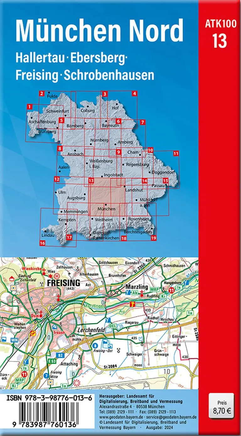 Rückseite: 9783987760136 | ATK100-13 München Nord (Amtliche Topographische Karte 1:100000) | 2024