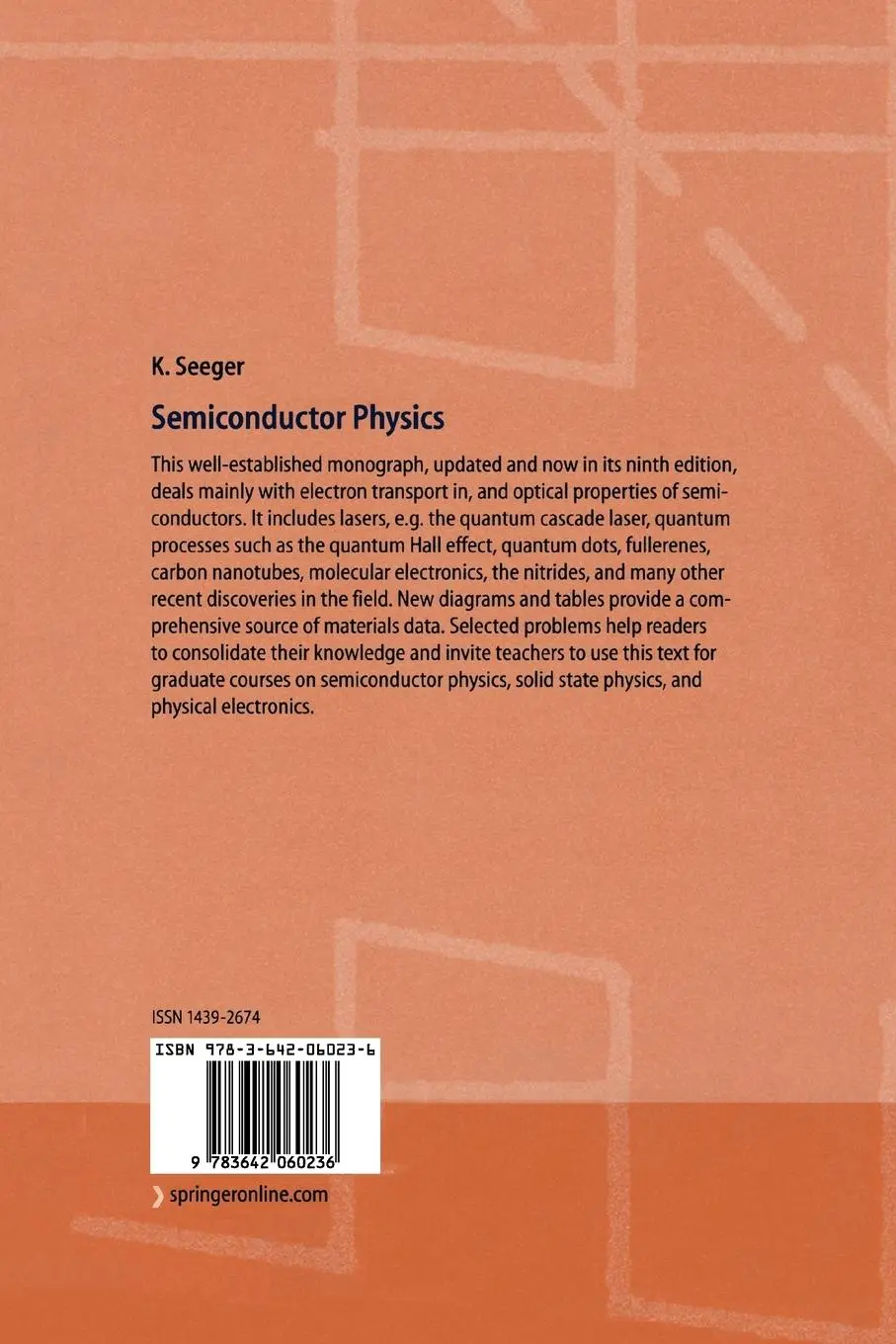 Rückseite: 9783642060236 | Semiconductor Physics | An Introduction | Karlheinz Seeger | Buch | x