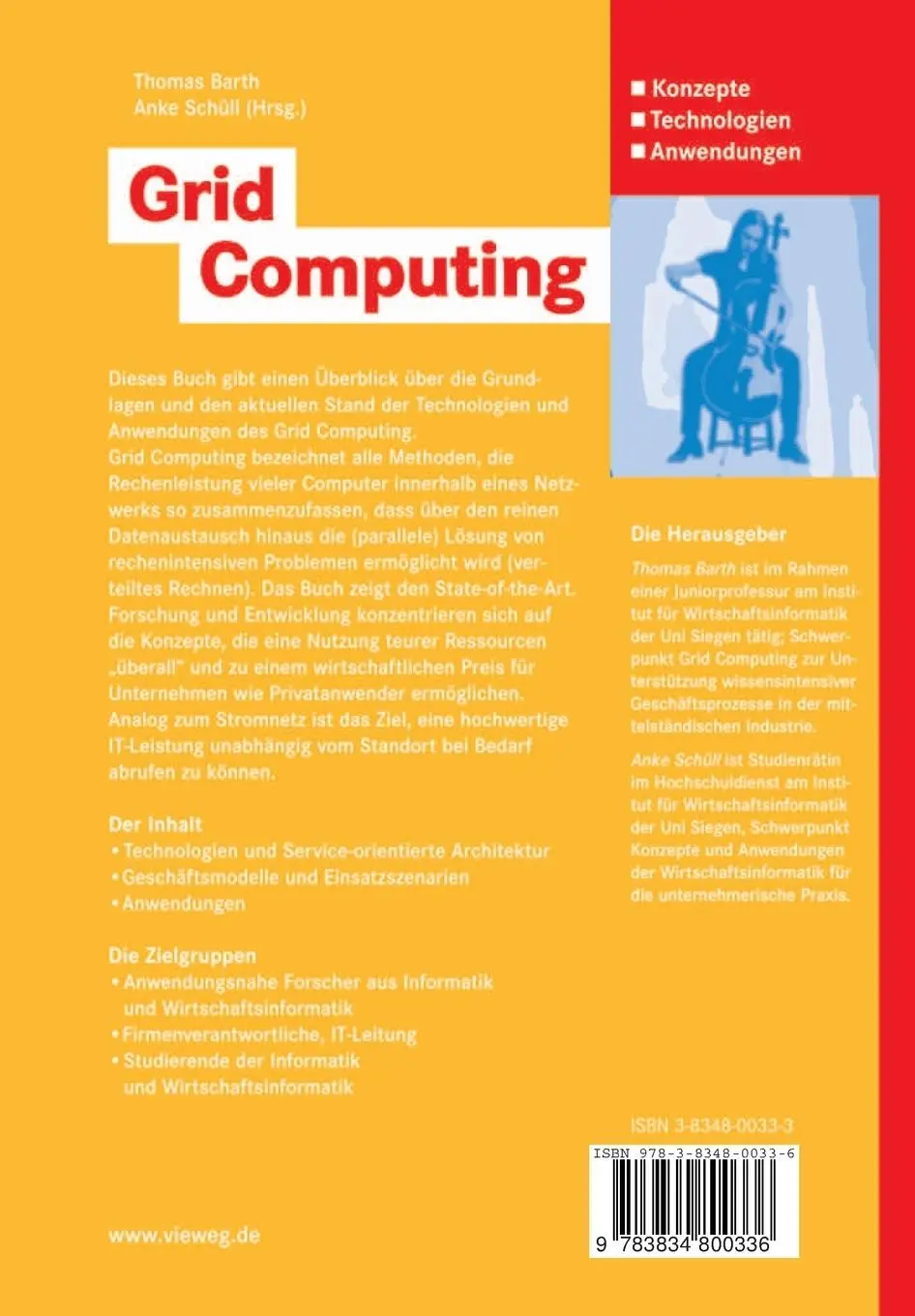 Rückseite: 9783834800336 | Grid Computing | Konzepte - Technologien - Anwendungen | Barth (u. a.)
