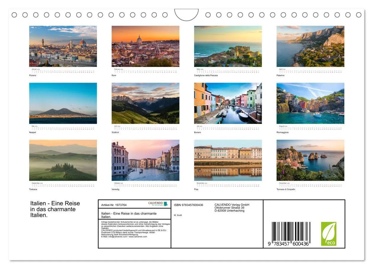 Bild: 9783457600436 | Italien - Eine Reise in das charmante Italien. (Wandkalender 2026...