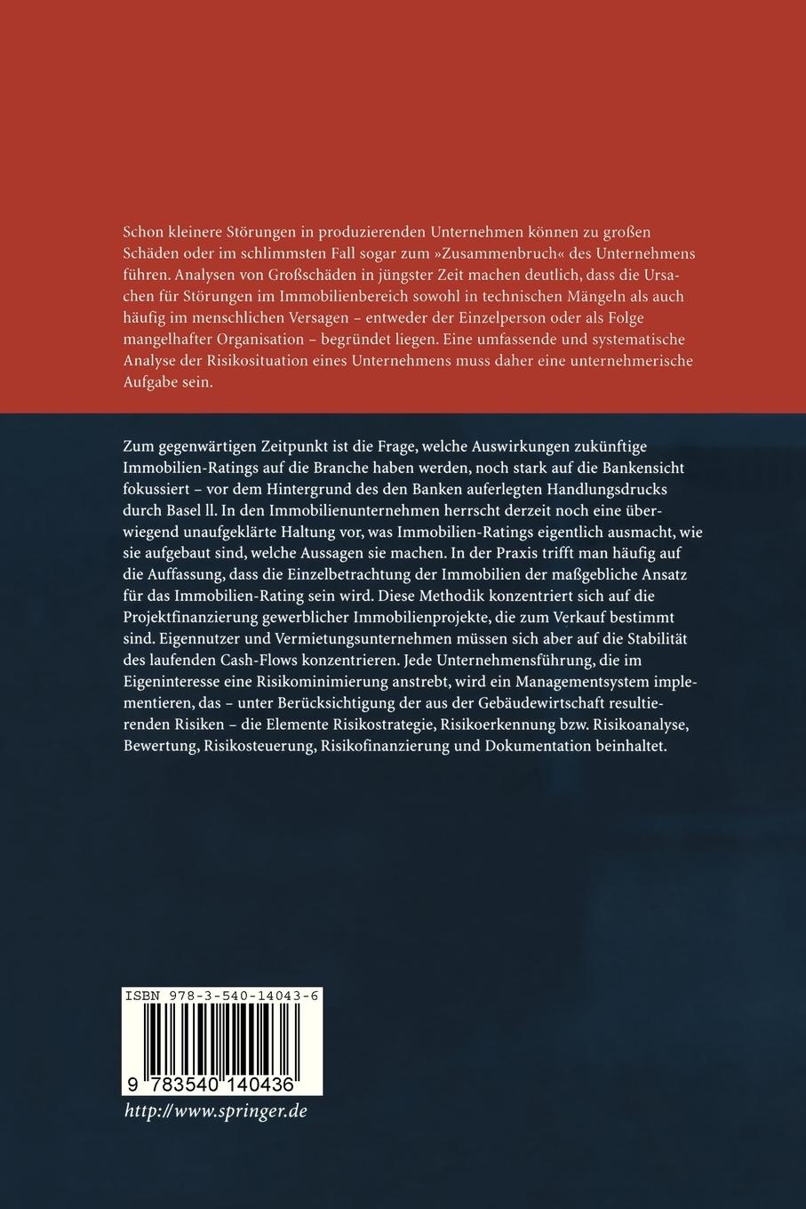 Rückseite: 9783540140436 | Riskmanagement im Immobilienbereich | Thomas Klaproth (u. a.) | Buch
