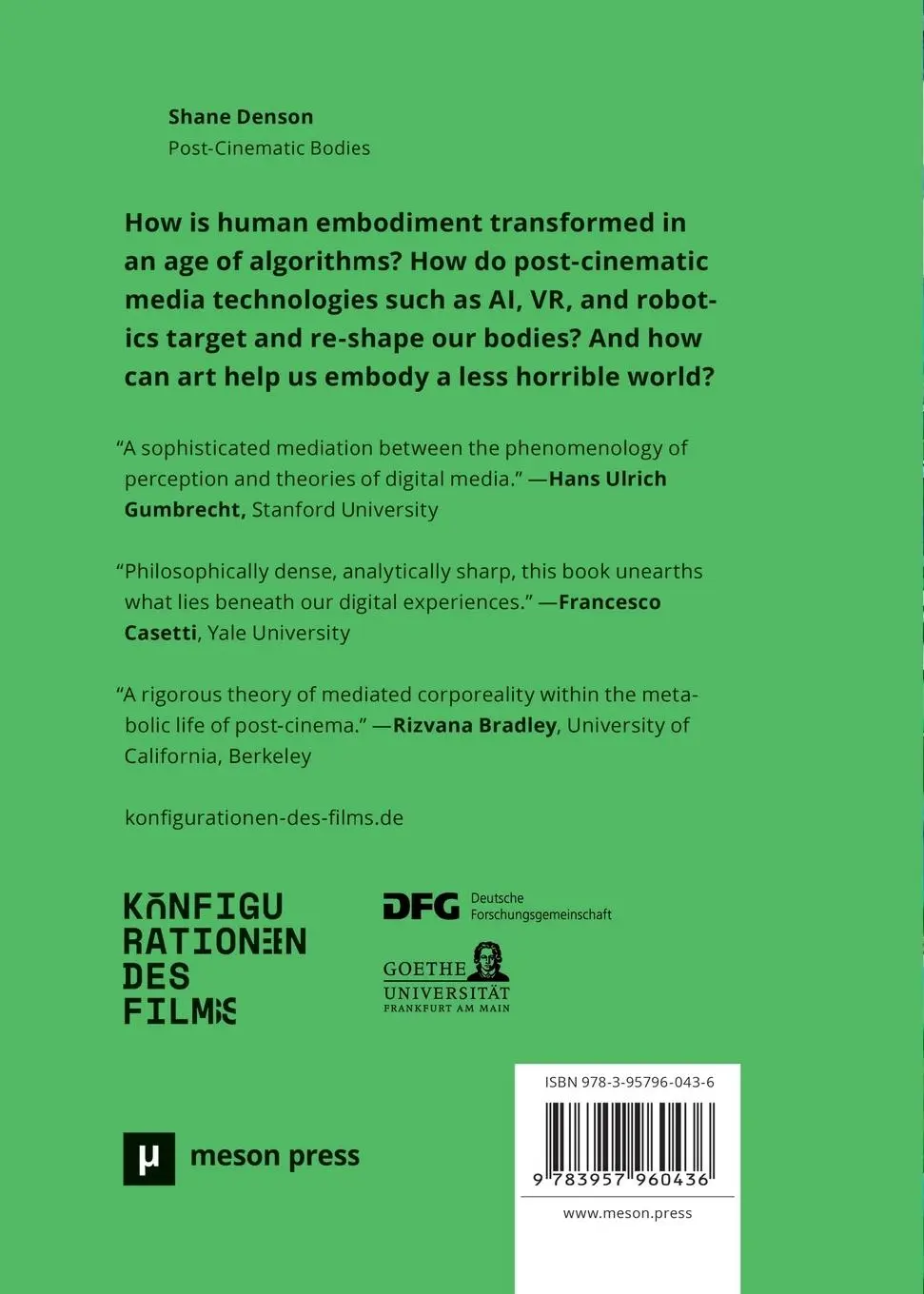 Rückseite: 9783957960436 | Post-Cinematic Bodies | Shane Denson | Taschenbuch | Englisch | 2023