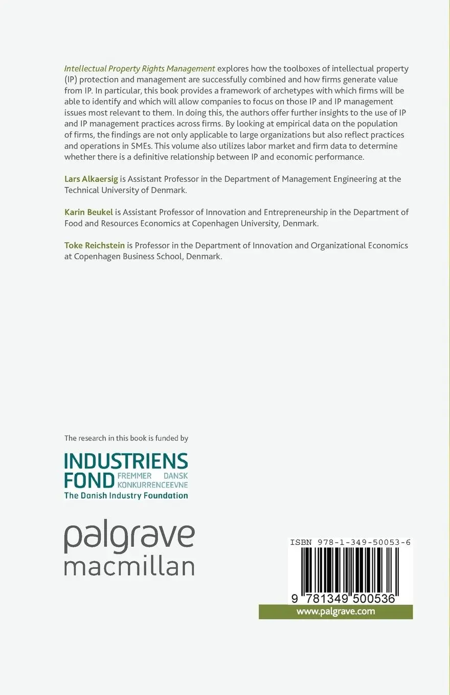 Rückseite: 9781349500536 | Intellectual Property Rights Management | L. Alkaersig (u. a.) | Buch