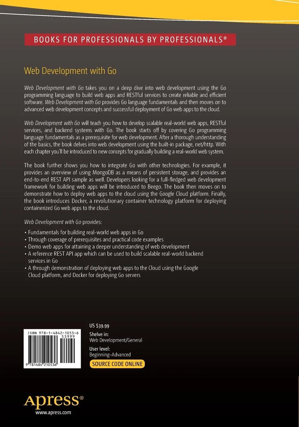 Rückseite: 9781484210536 | Web Development with Go | Shiju Varghese | Taschenbuch | xx | Englisch