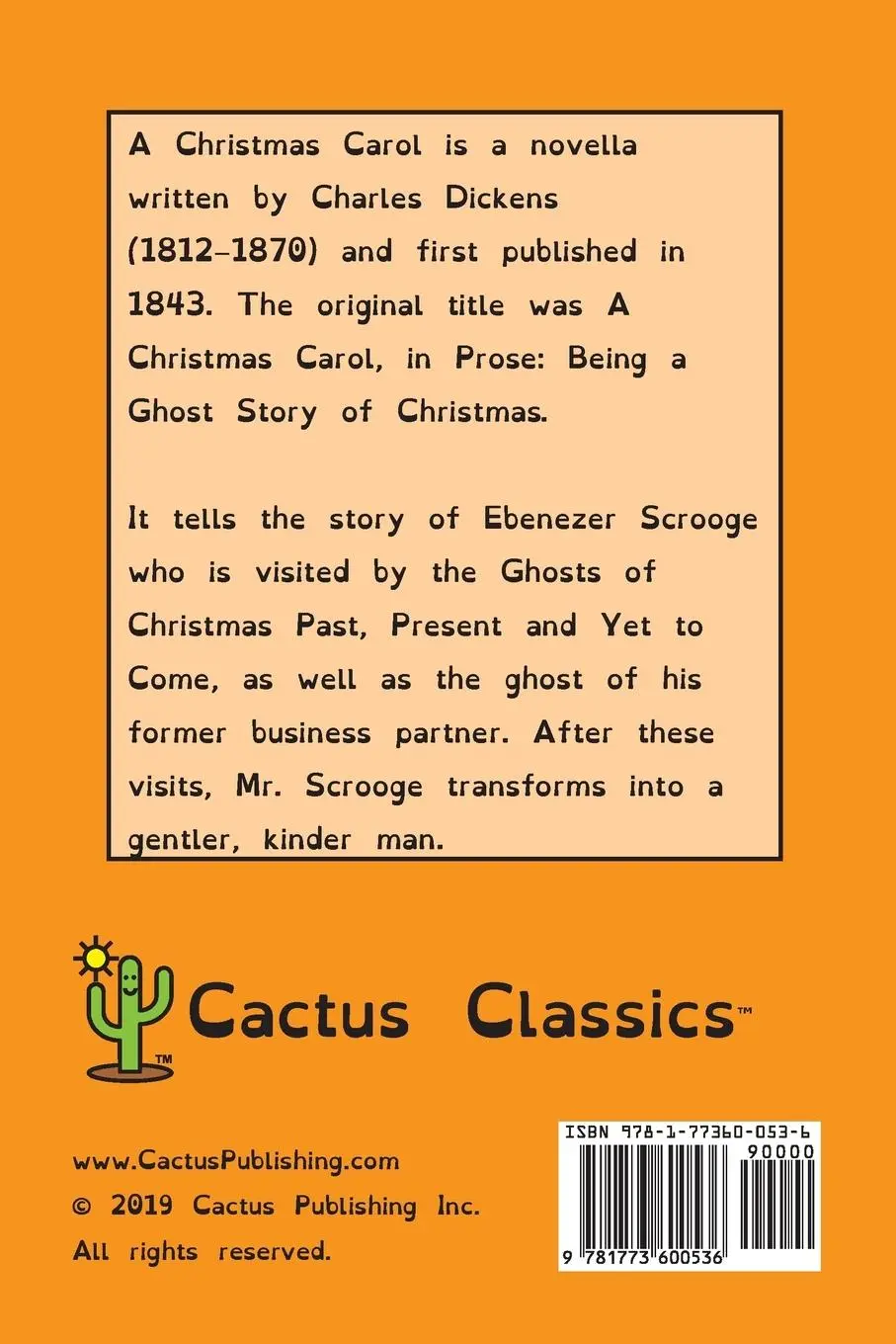 Rückseite: 9781773600536 | A Christmas Carol (Cactus Classics Dyslexic Friendly Font) | Buch