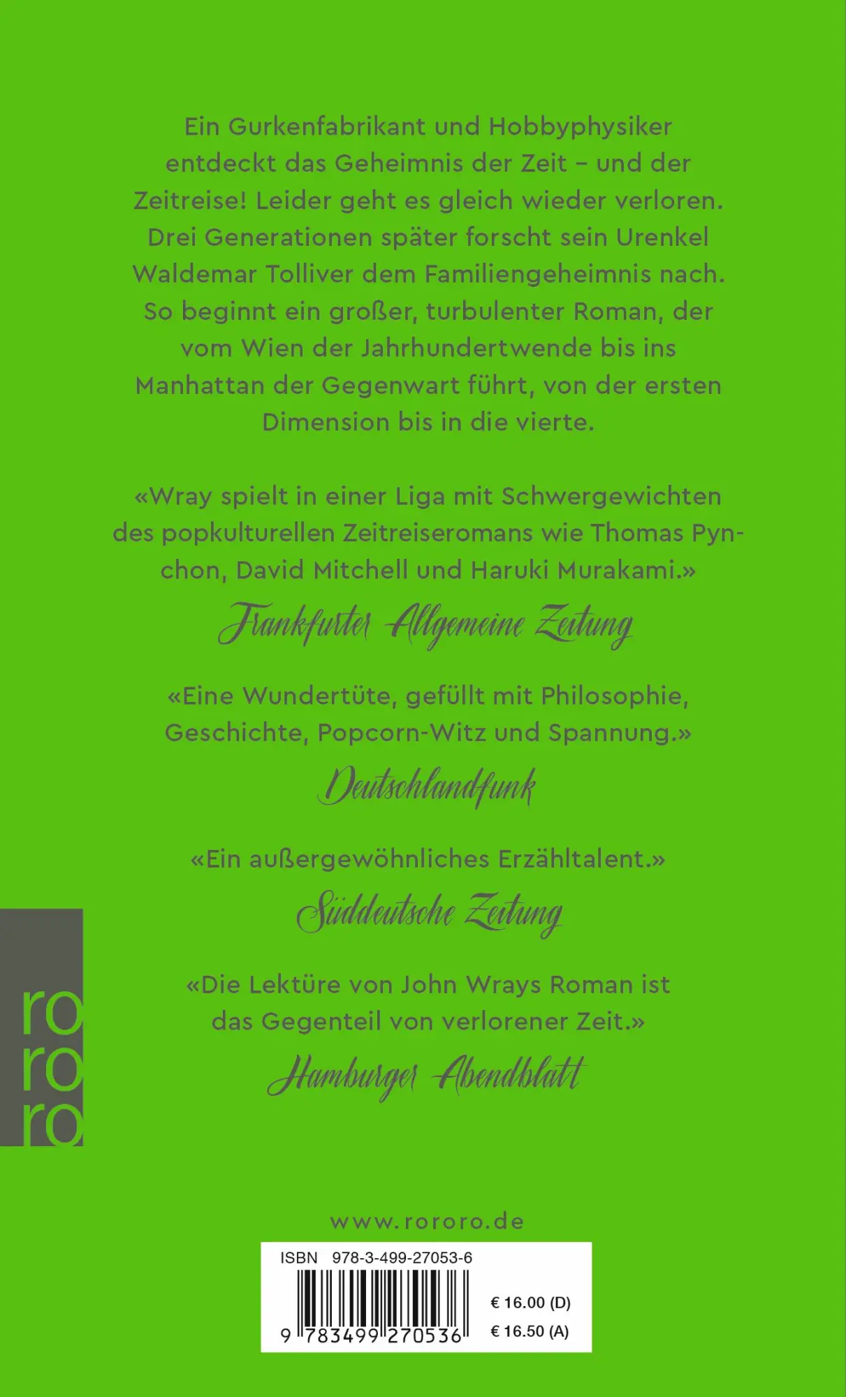 Rückseite: 9783499270536 | Das Geheimnis der verlorenen Zeit | John Wray | Taschenbuch | 736 S.