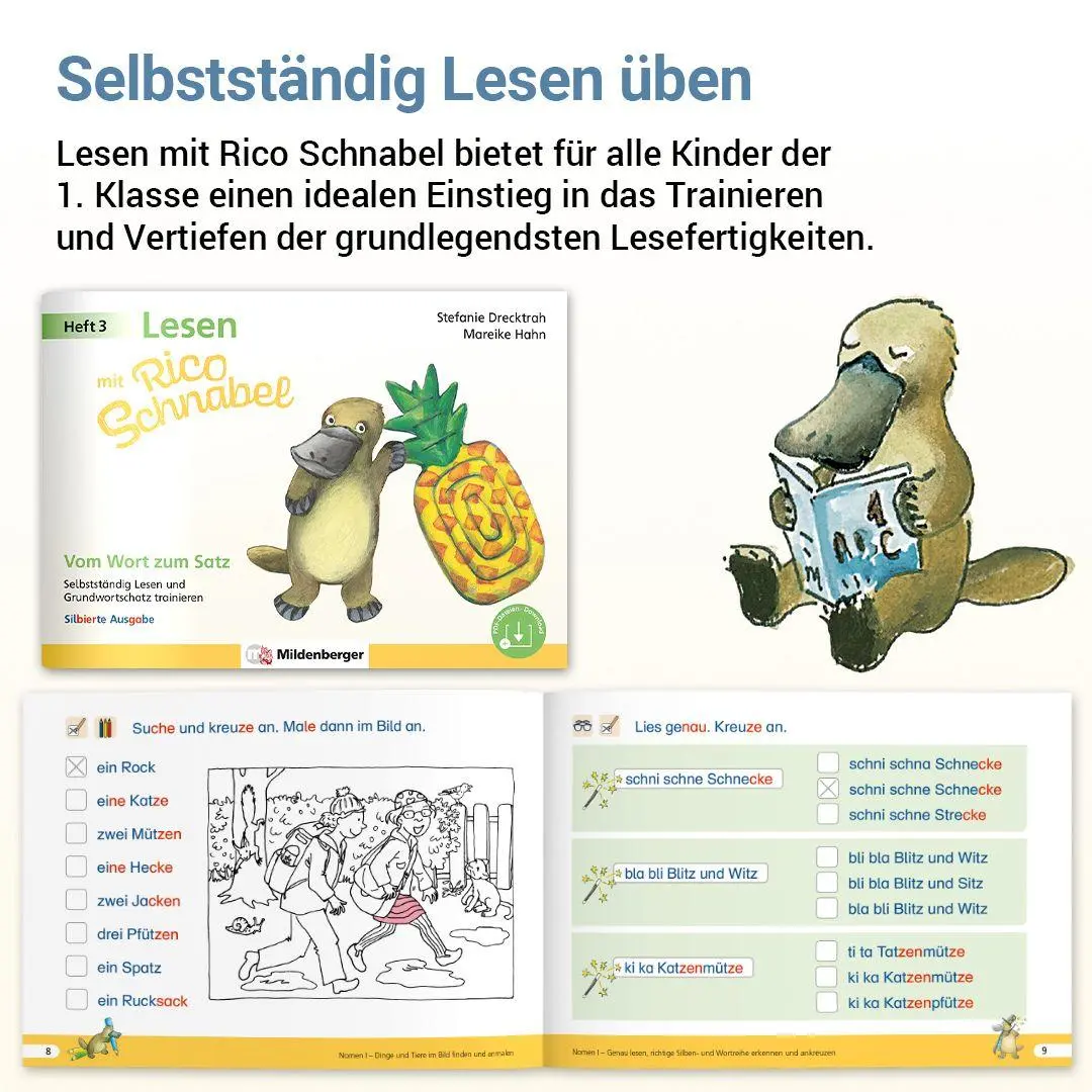 Bild: 9783619120536 | Lesen mit Rico Schnabel, Heft 3: Vom Wort zum Satz | Drecktrah (u. a.)