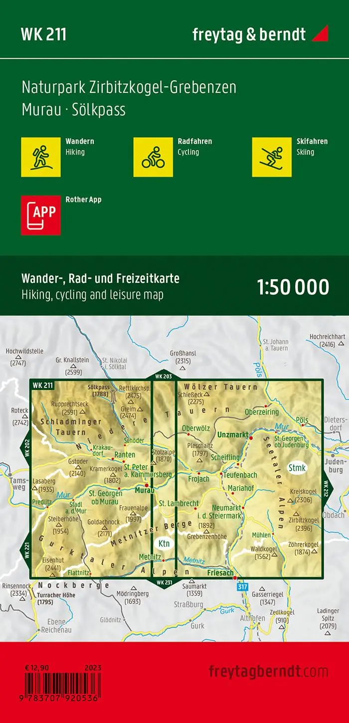 Rückseite: 9783707920536 | freytag &amp; berndt Wanderkarte WK 211 Naturpark...