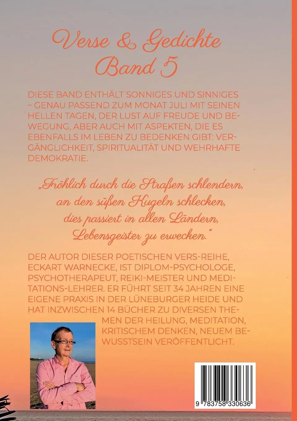 Rückseite: 9783758330636 | Momente im Juli | Verse und Gedichte Band 5 - Sonniges und Sinniges
