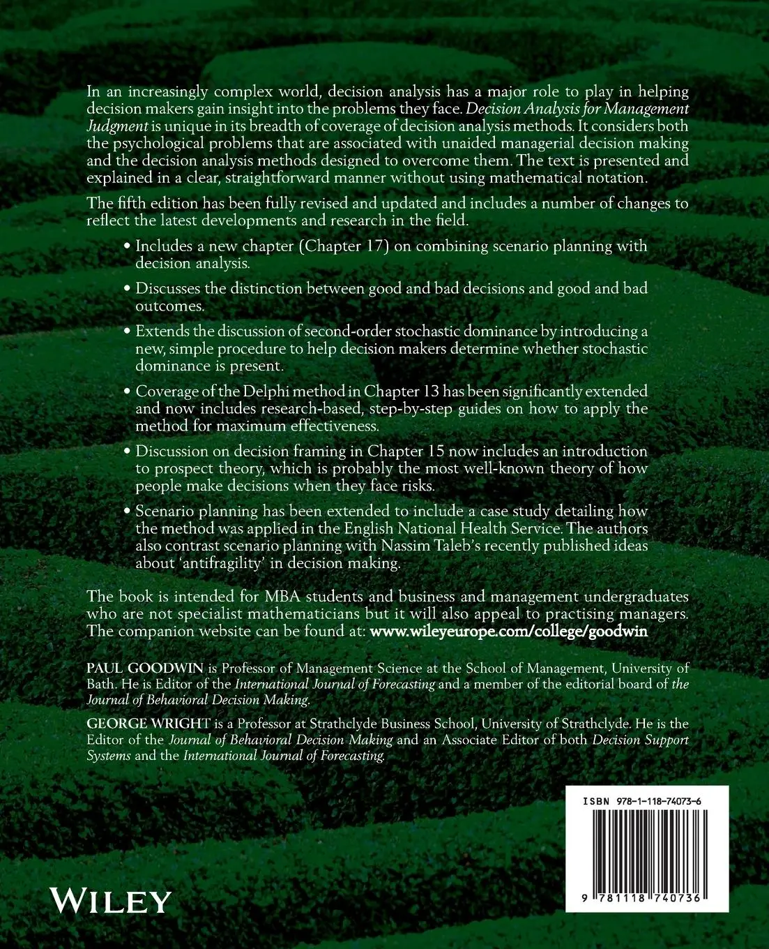 Rückseite: 9781118740736 | Decision Analysis for Management Judgment | George Wright (u. a.)