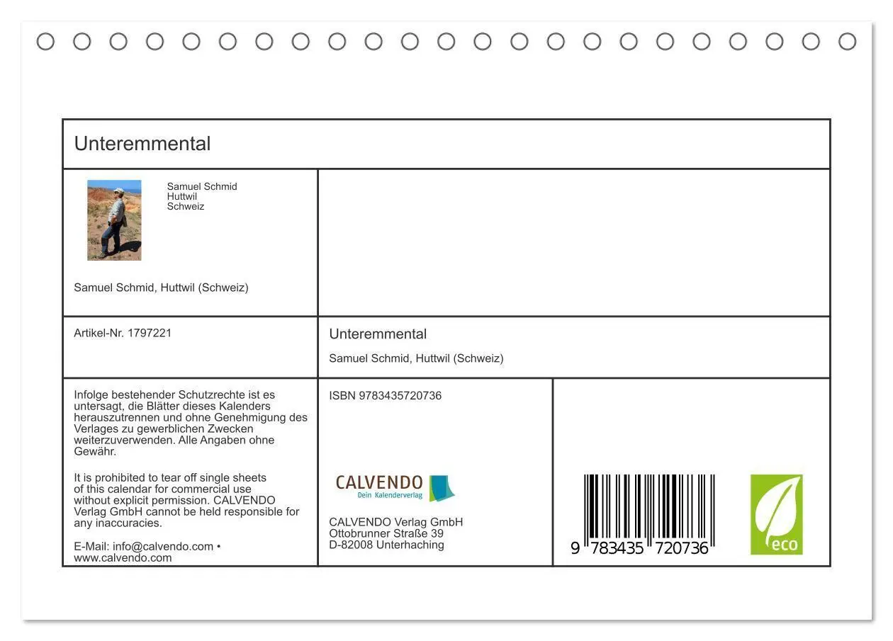 Bild: 9783435720736 | Unteremmental (Tischkalender 2025 DIN A5 quer), CALVENDO...