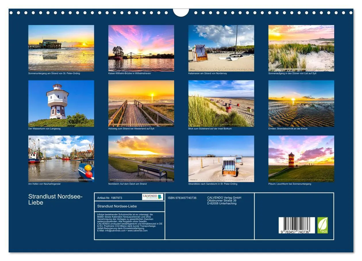 Bild: 9783457740736 | Strandlust Nordsee-Liebe (Wandkalender 2026 DIN A3 quer), CALVENDO...