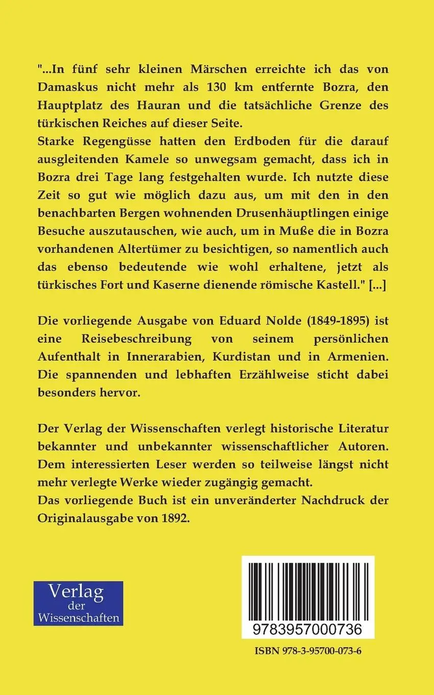Rückseite: 9783957000736 | Reise nach Innerarabien, Kurdistan und Armenien | Eduard Nolde | Buch