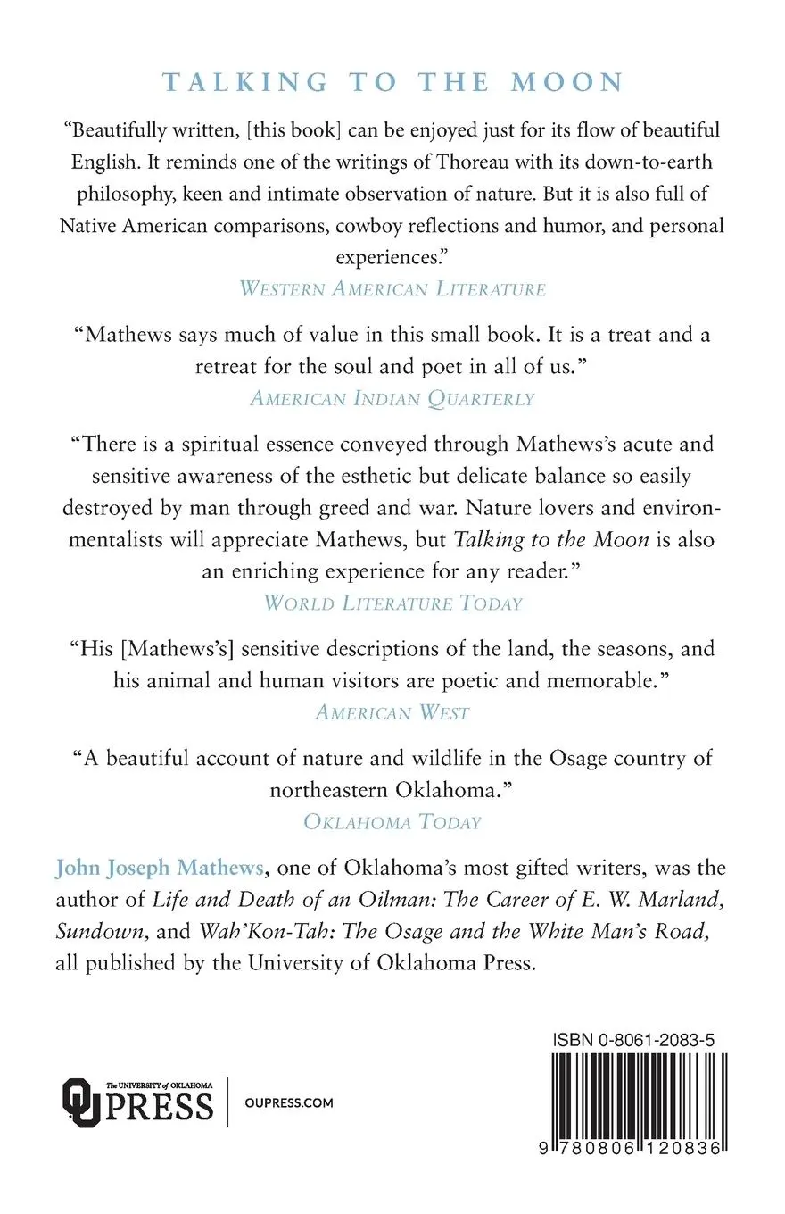 Rückseite: 9780806120836 | Talking to the Moon | John Joseph Mathews | Taschenbuch | Englisch