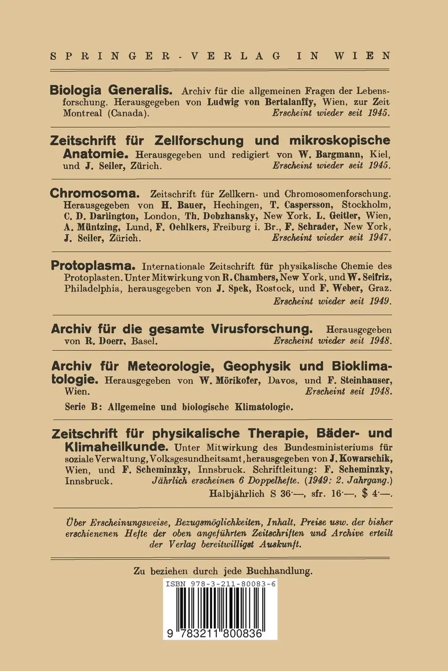 Rückseite: 9783211800836 | Die künstliche Radioaktivität in Biologie und Medizin | Traude Bernert
