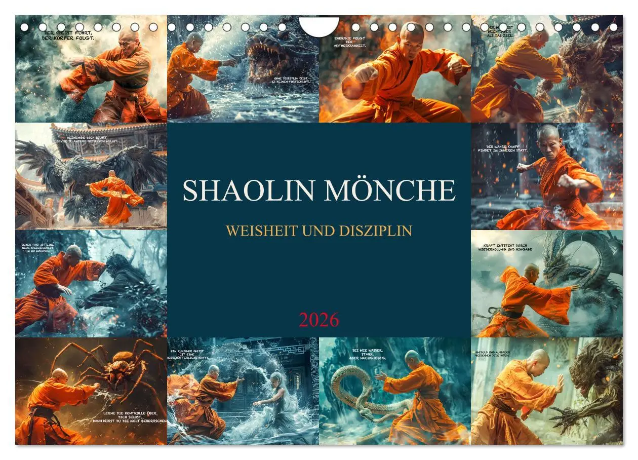 Cover: 9783457280836 | Shaolin Mönche - Weisheit und Disziplin (Wandkalender 2026 DIN A4...