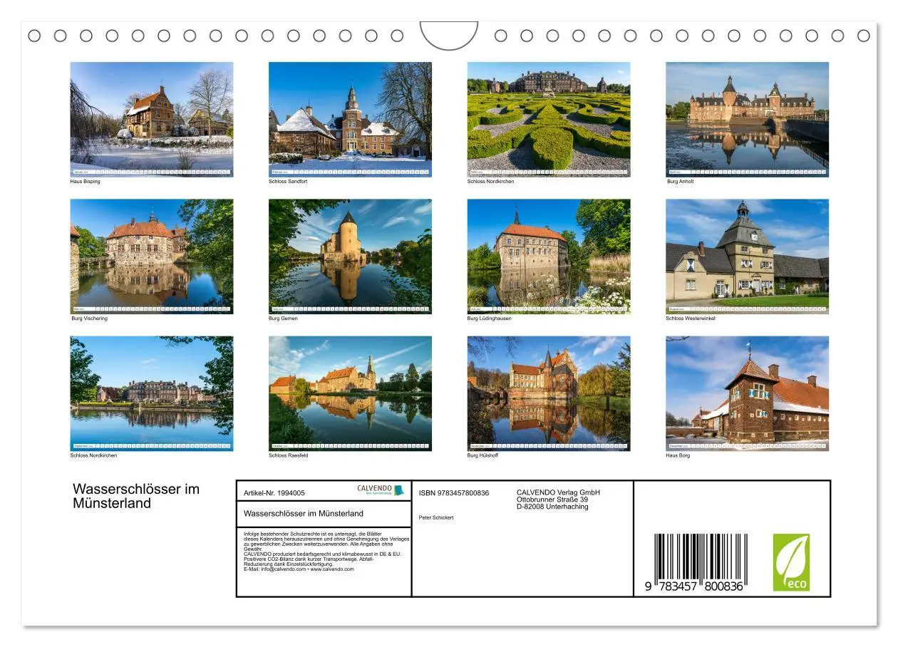 Bild: 9783457800836 | Wasserschlösser im Münsterland (Wandkalender 2026 DIN A4 quer),...