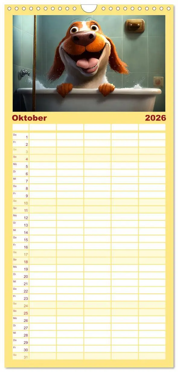 Bild: 9783516500936 | Familienplaner 2026 - Comic Hunde mit 5 Spalten (Wandkalender, 21 x...