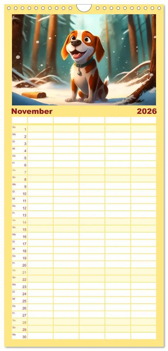 Bild: 9783516500936 | Familienplaner 2026 - Comic Hunde mit 5 Spalten (Wandkalender, 21 x...