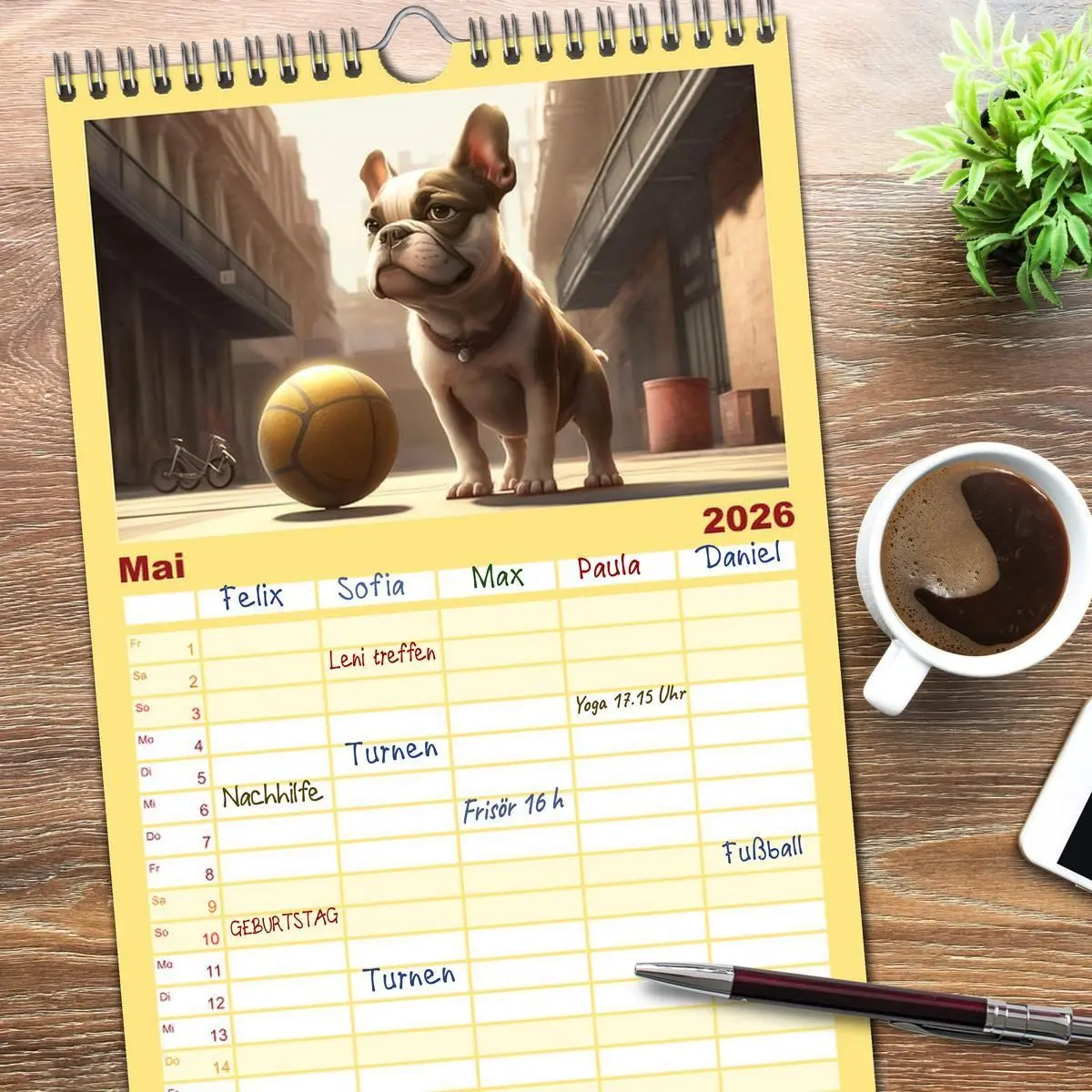 Bild: 9783516500936 | Familienplaner 2026 - Comic Hunde mit 5 Spalten (Wandkalender, 21 x...