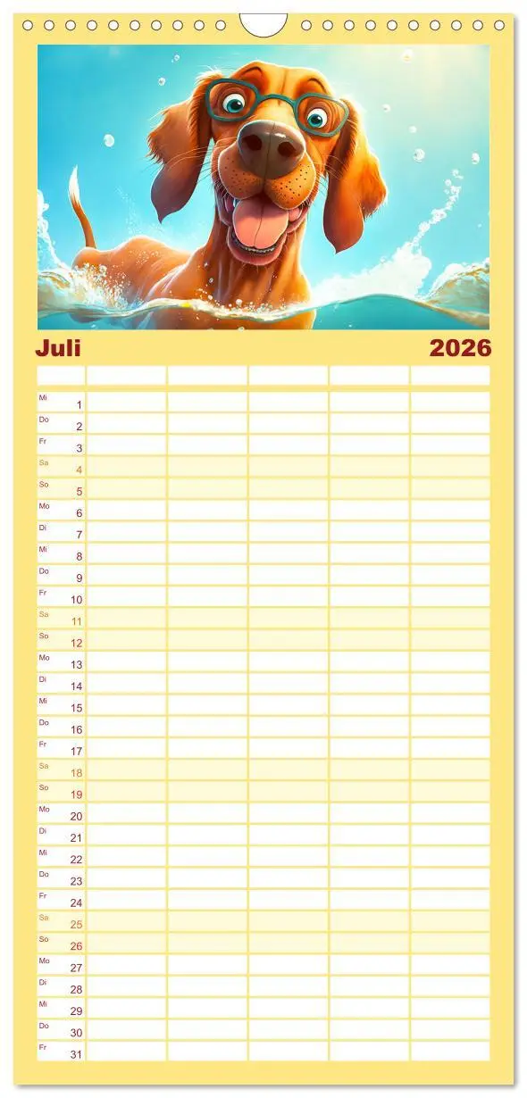Bild: 9783516500936 | Familienplaner 2026 - Comic Hunde mit 5 Spalten (Wandkalender, 21 x...