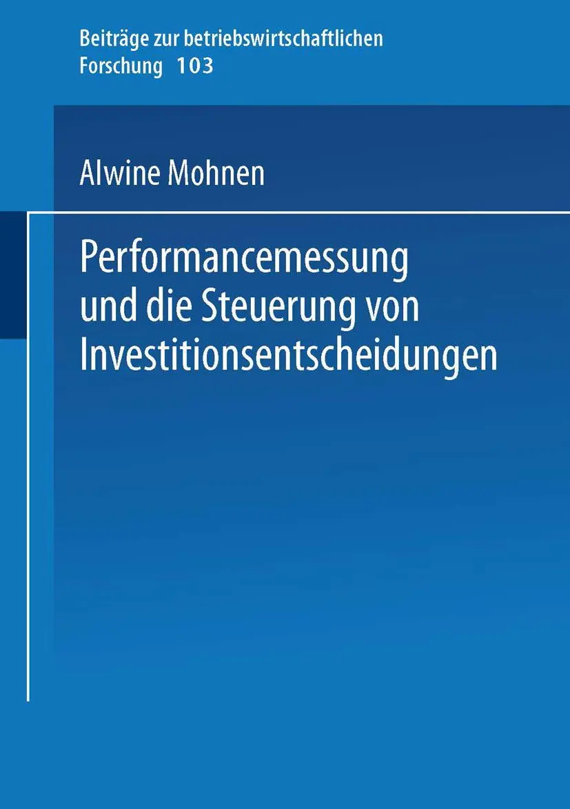 Cover: 9783824490936 | Performancemessung und die Steuerung von Investitionsentscheidungen