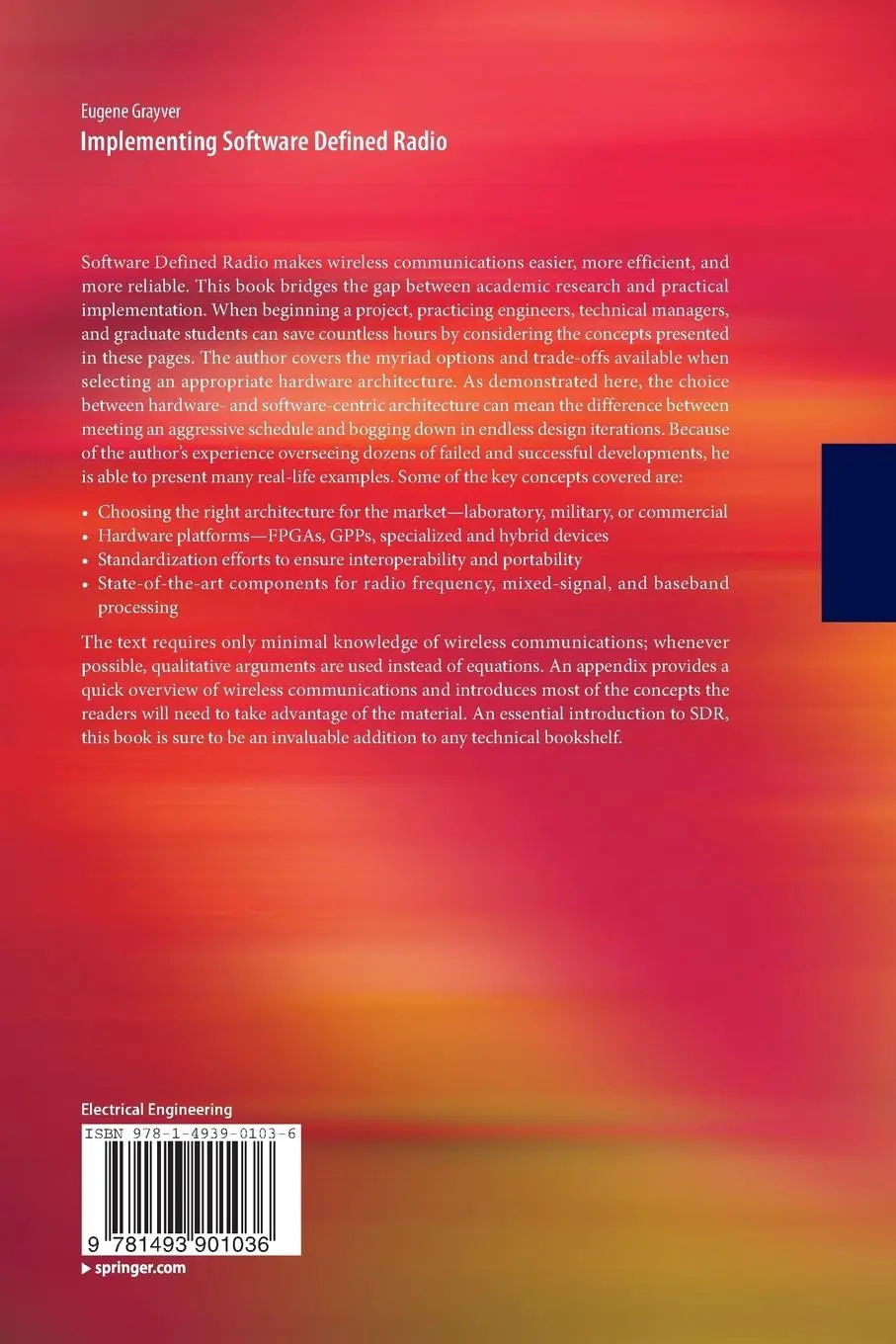 Rückseite: 9781493901036 | Implementing Software Defined Radio | Eugene Grayver | Taschenbuch
