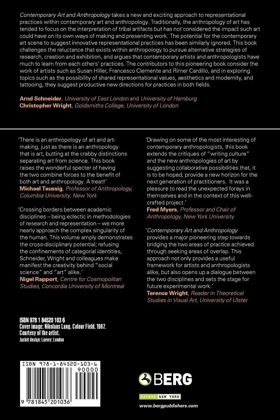 Rückseite: 9781845201036 | Contemporary Art and Anthropology | Arnd Schneider (u. a.) | Buch