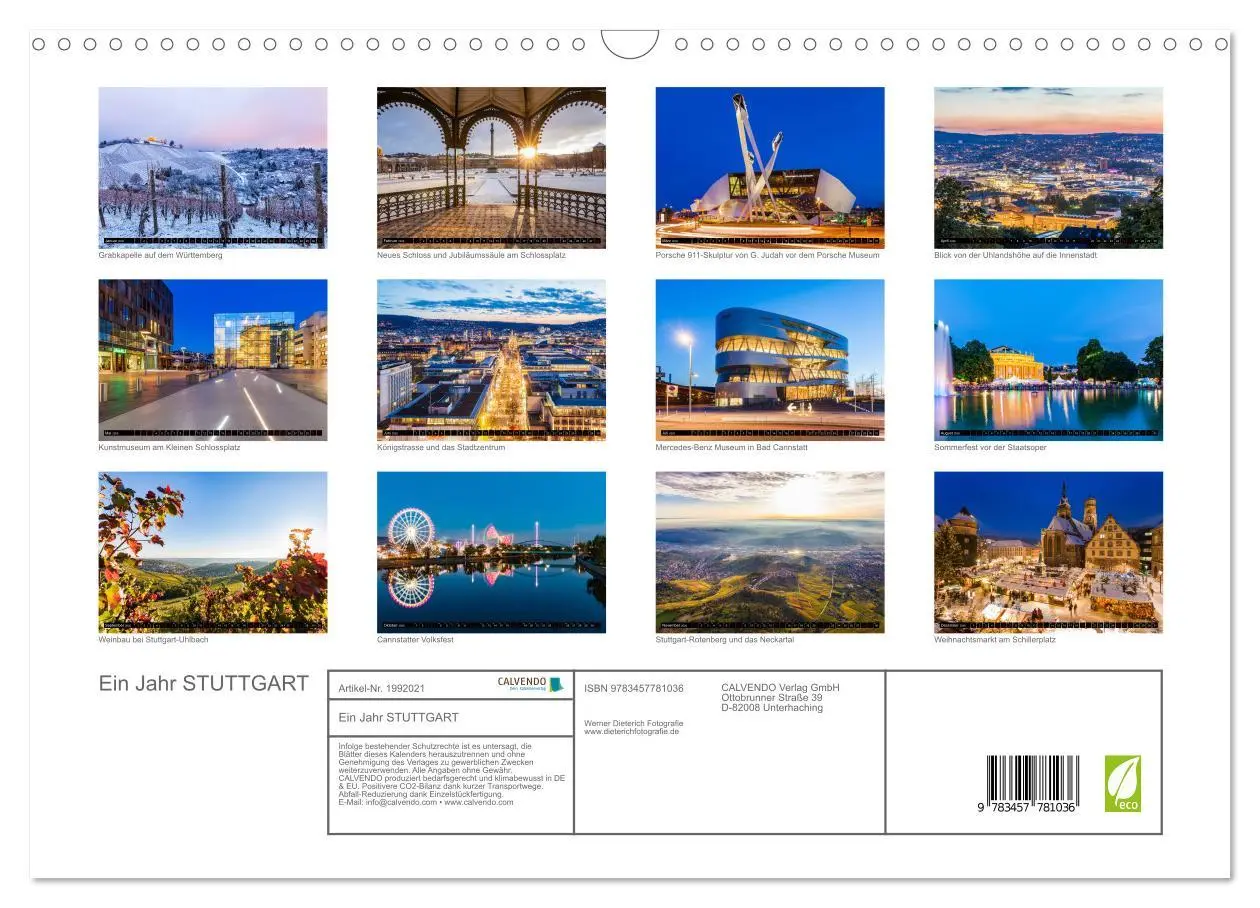Bild: 9783457781036 | Ein Jahr STUTTGART (Wandkalender 2026 DIN A3 quer), CALVENDO...